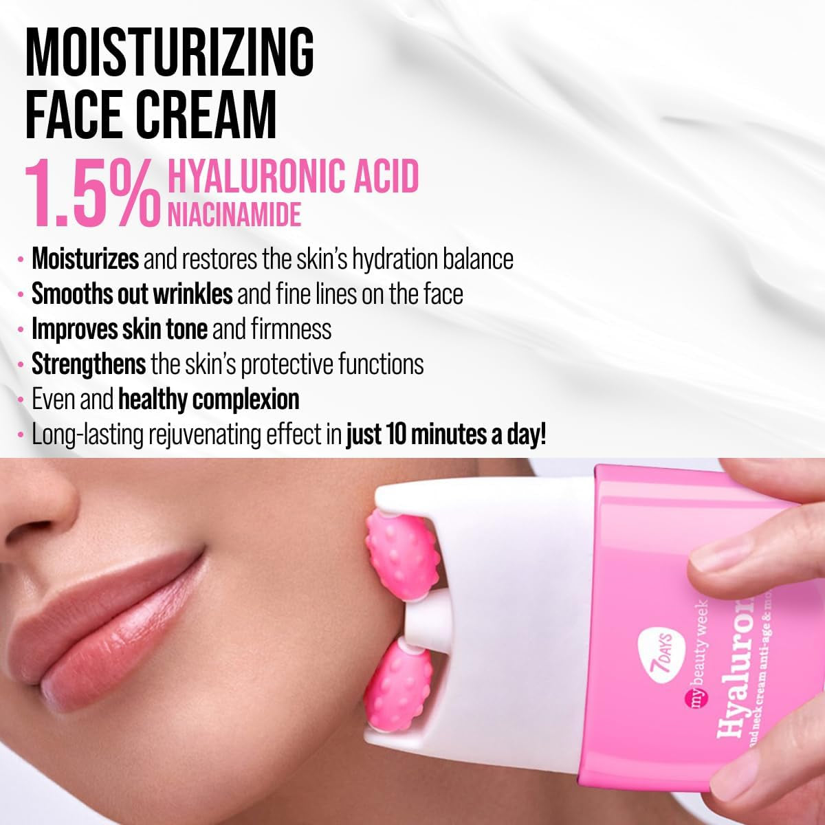 Crème Hydratante Pour Le Visage À L'Acide Hyaluronique - Hydratant - Raffermissante Pour Le Visage Et Le Cou Avec Vitamine C, 40 Ml