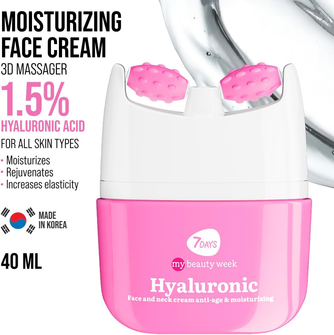 Crème Hydratante Pour Le Visage À L'Acide Hyaluronique - Hydratant - Raffermissante Pour Le Visage Et Le Cou Avec Vitamine C, 40 Ml