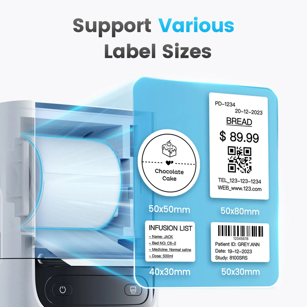 PM220S Label Machine, Mini Thermal Barcode Label Printer Bluetooth Portable Suitable for Various Scenarios, with Phones & Computers, Springtok